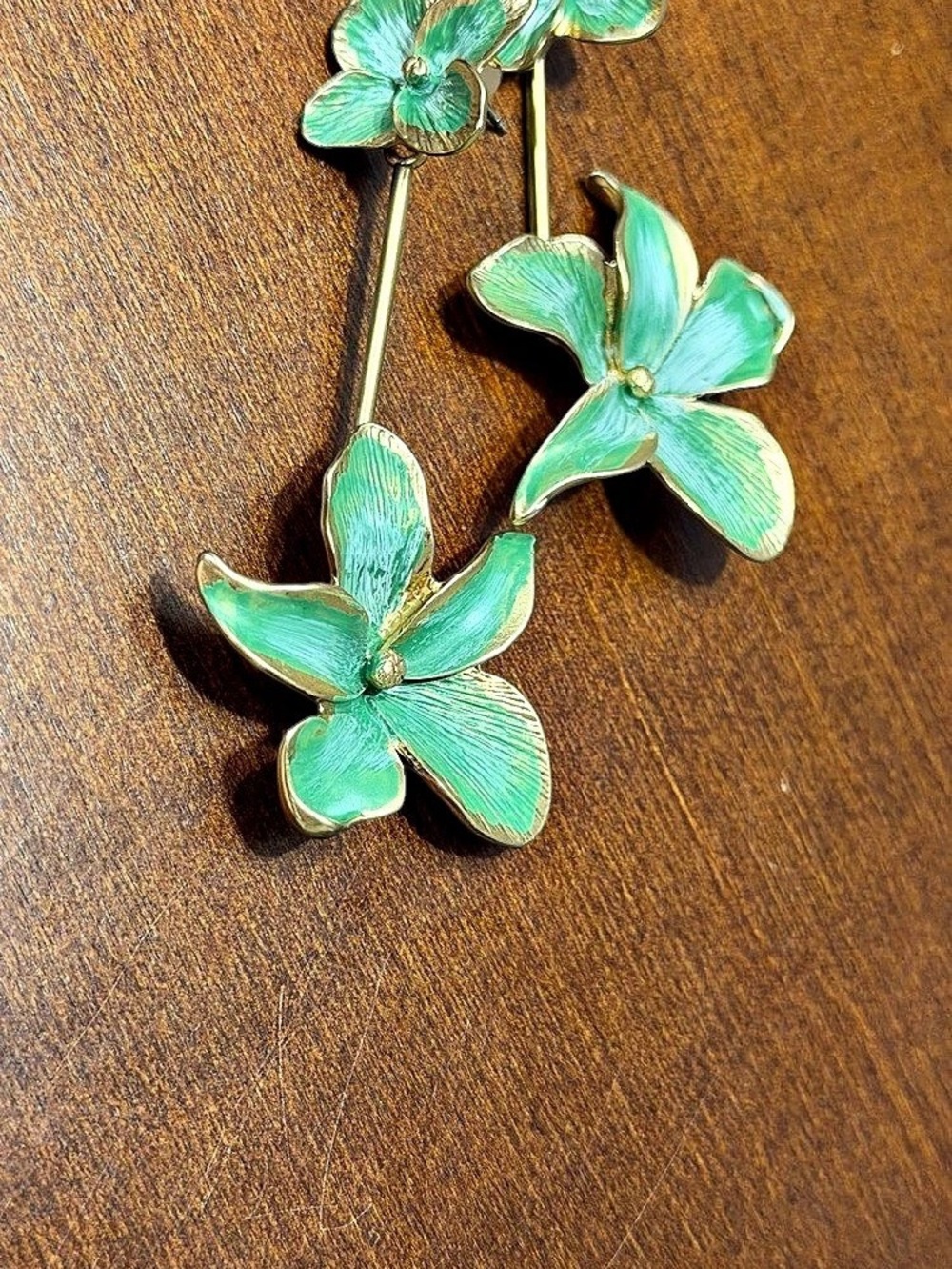 Chico’s Green Floral Dangle Earrings